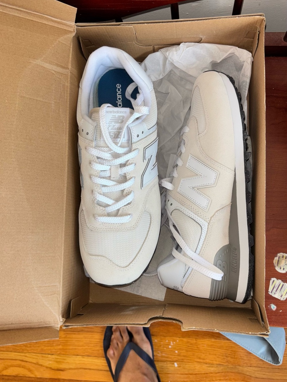 New Balance Men’s 574 V3 Sneaker - Nimbus Cloud/White - 12X Wide - Picture 5 of 10